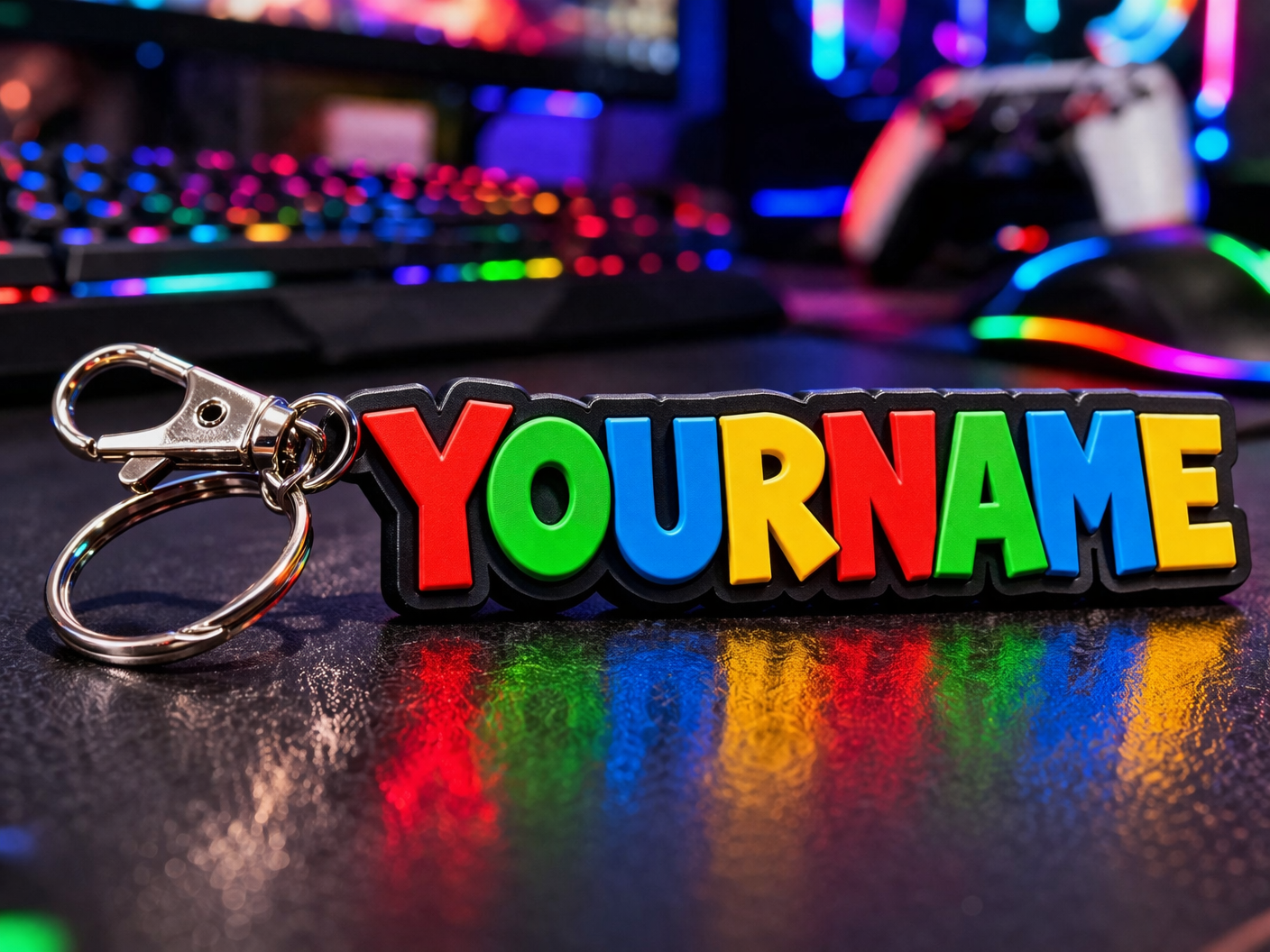 Colourful custom Gamer Name Keyring| Custom 3d Printed
