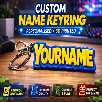 Gamer Inspired Name Keyring| Custom 3d Printed
