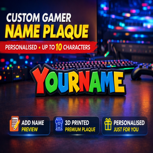 Colourful custom Gamer Name Plaque| Custom 3d Printed